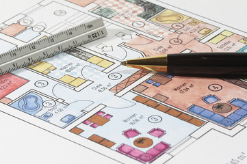 farbiger wohnungsplan