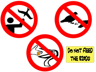 do not feed the birds signs