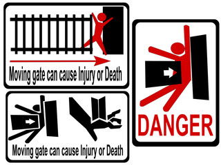warning moving gate sign