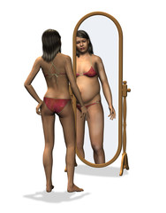 anorexia - distorted body image - obrazy, fototapety, plakaty