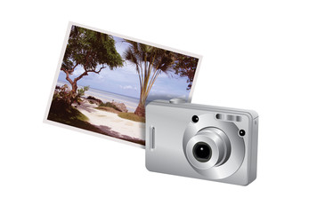 digital camera with picture - obrazy, fototapety, plakaty