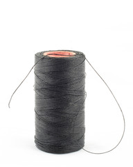 black thread on white