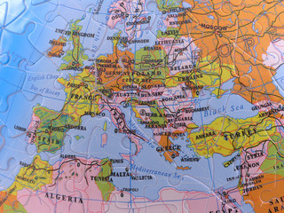 globe map puzzle - europe