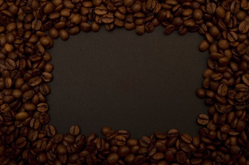 coffee beans frame with dark background