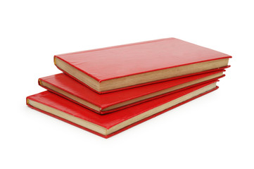 three red books isolated on white background