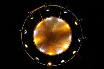 metal gong against the black background