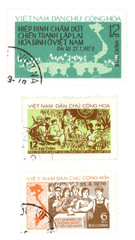 Fototapeta na wymiar vintage postage stamps from vietnam