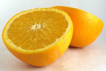 fresh orange cut in half