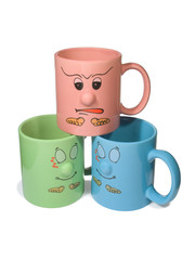 three colorful cups