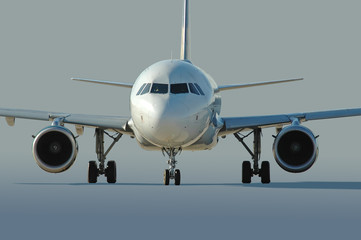 commercial airliner taxiing at the airport