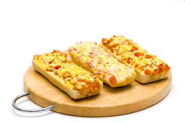 panini with meat & ham isolated on white