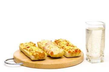 panini with meat & ham with glass of soda