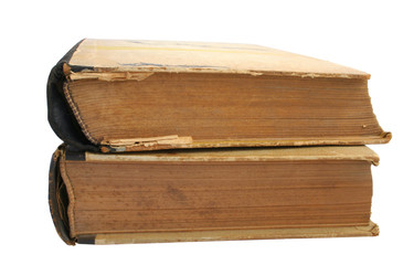 two vintage books - pure white background