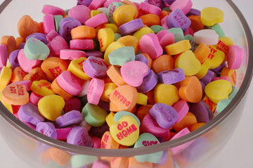 conversation hearts glass compote