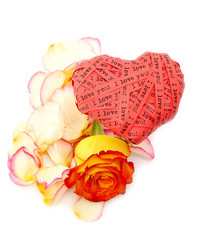 valentine's day card - red heart end roses - ilove you!