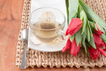  health - towels tulips in a spa for relaxing time