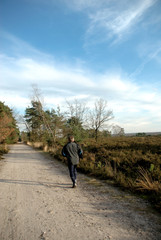forrest path and senior jogging.