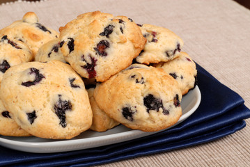 plate of blueberry, almond, lemon cookies