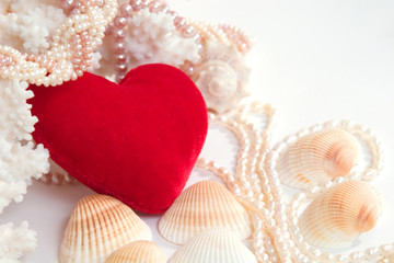 velvet heart with pearls