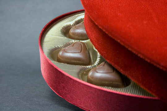 chocolates in box close-up
