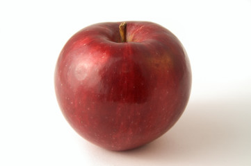 red apple on the white background.