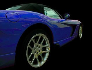 Fototapeta na wymiar niebieski samochód sportowy
