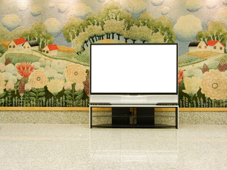big plasma screen with empty space to write message