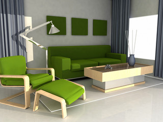 interior house - green sofà