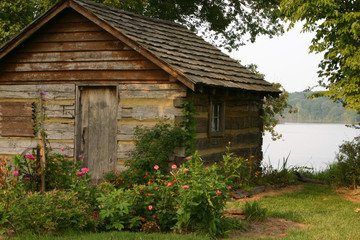 log cabin by the lake