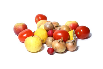 fruits and vegetables isolated on white