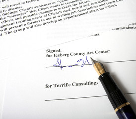 contract and fountain pen