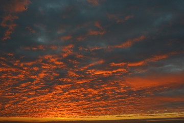 red sky on sunset