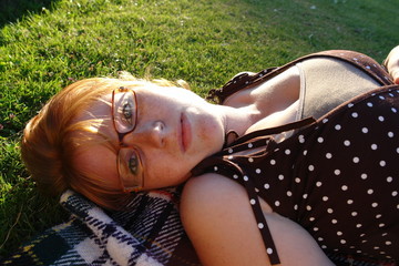 young woman with glasses