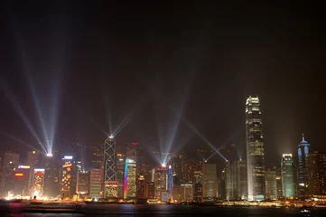 Tuinposter night scene of hong kong skyline © Norman Chan
