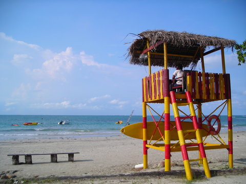 life guard post at beach - Powered by Adobe