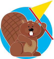beaver with flag © Maria Bell