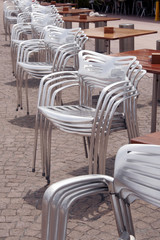 stacked silver chairs