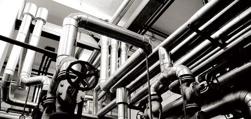 Printed kitchen splashbacks Industrial building industry  oil pipes