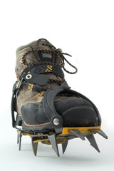 boot with crampons.