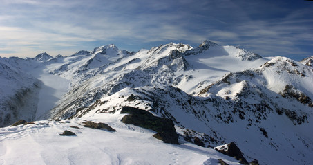 winter alpine panorama.