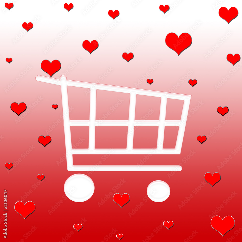 Canvas Prints valentine shopping cart