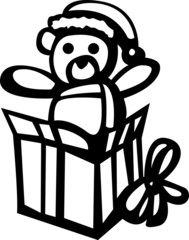 christmas bear in gift box