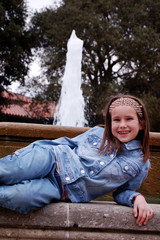 fountain and girl
