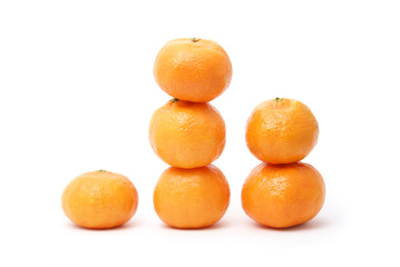 white sweet tangerines isolated on white