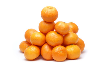 white sweet tangerines isolated on white