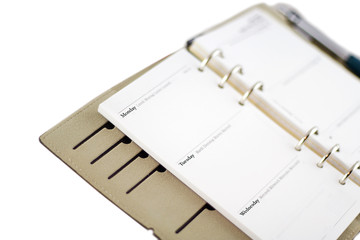diary page in personal organiser