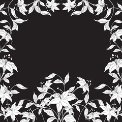 decorative frame with flowers around, vector illustration