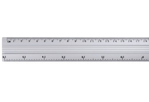 metal ruler on a white background.