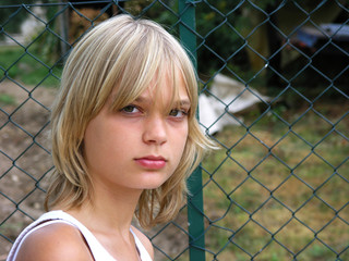 Portrait of a blond teenager girl