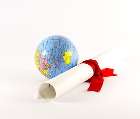 globe and diploma